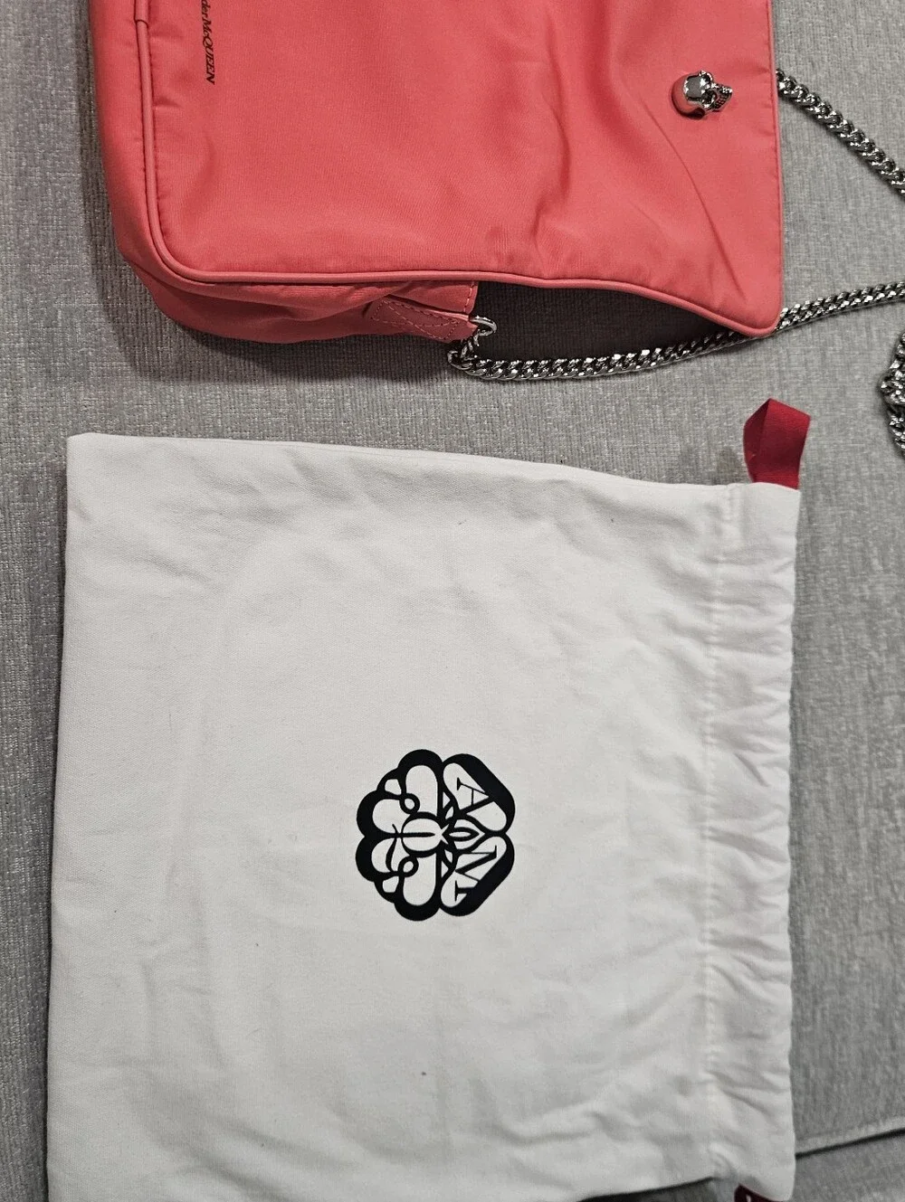 Alexander McQueen Coral Pink Crossbody with Silver Skull Detail